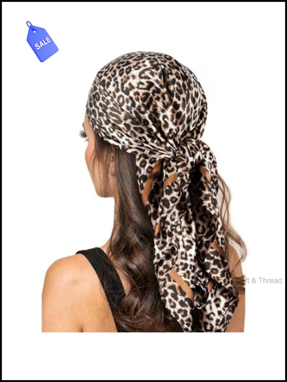 35" Leopard Print Silk Feel Head Scarf Hair Neck Wrap Large Bandana Women
